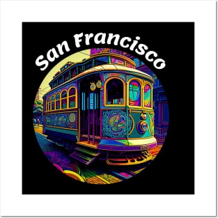 San Francisco Cable Car v1 round Posters and Art